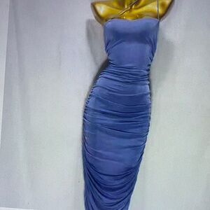 Elegant Blue Strapless Dress